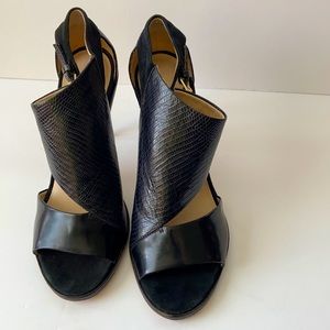 WHISTLES BLACK LEATHER HEELS Size7.5/38